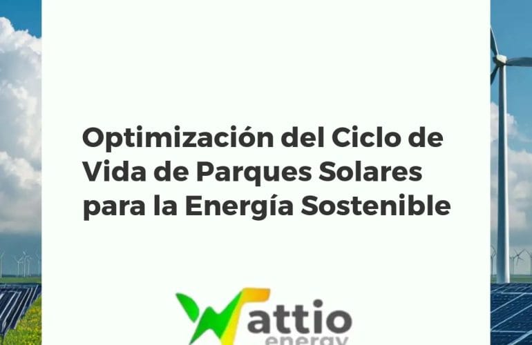Vista aérea de un vasto parque solar al atardecer, mostrando paneles fotovoltaicos y actividad de mantenimiento